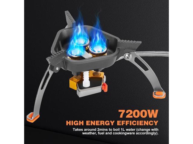 WADEO 7200W Windproof Camping Stove, Camping Gas Stove with Piezo Ignition, Two Fuel Canister Adapter, Carry Case, Portable Stove, Backpacking...