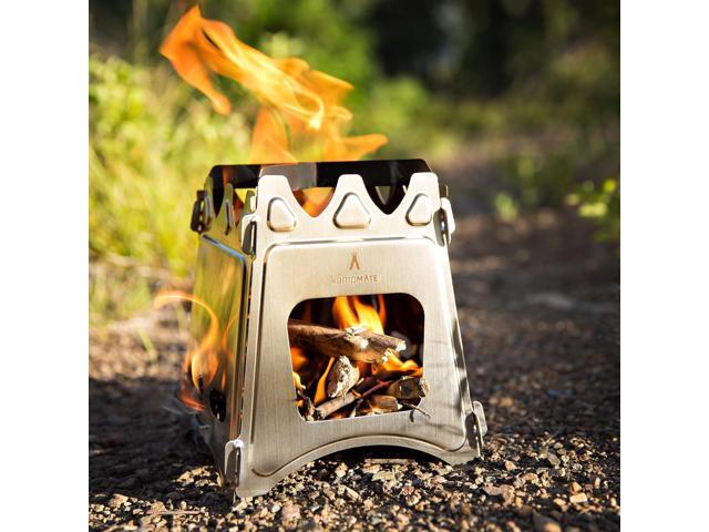 WoodFlame Ultra Lightweight Portable Wood Burning Camping Stove, Backpacking Stove, Stainless Steel with Nylon Carry Case - Perfect for Survival...
