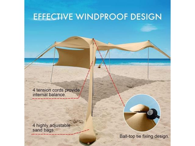 Beach Sunshade with Side Wall Shade Windproof Design,Sun Shelter UPF50+ Portable Family Canopy Tent Anchors 10x10 FT 4 Poles Pop Up Outdoor Shelter...