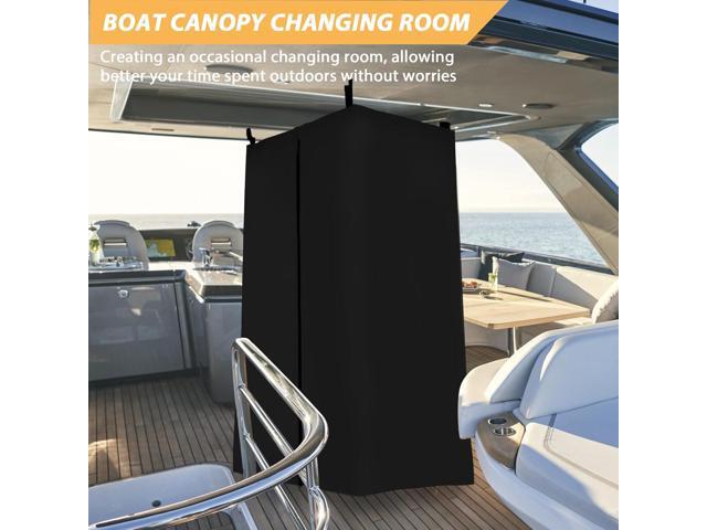Privacy Tent for Boats, Heavy-Duty Hanging Changing Room for Pontoon Boats, Privacy Curtains for Pontoon Boats, Attaches to Bimini Top Poles (Black)