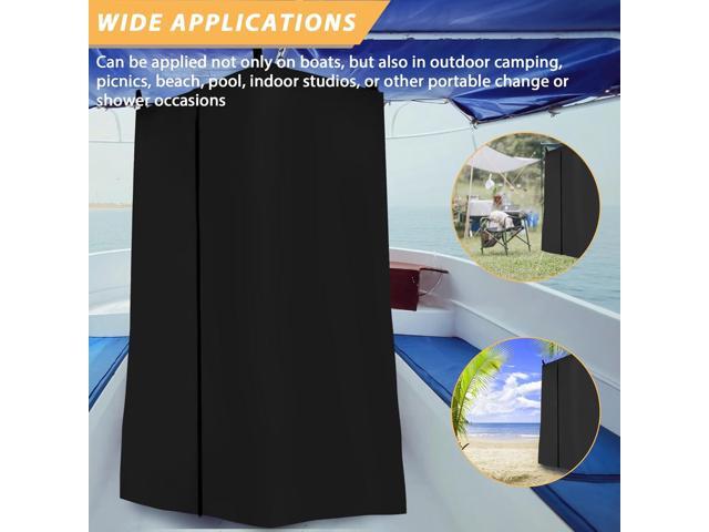 Privacy Tent for Boats, Heavy-Duty Hanging Changing Room for Pontoon Boats, Privacy Curtains for Pontoon Boats, Attaches to Bimini Top Poles (Black)