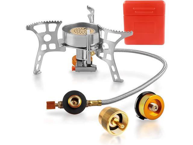 Camping Stove with Fuel Canister Adapter Portable Collapsible Gas Stove with Piezo Ignition-3900W-Lightweight-Windproof-Butane Adapter Camping and...