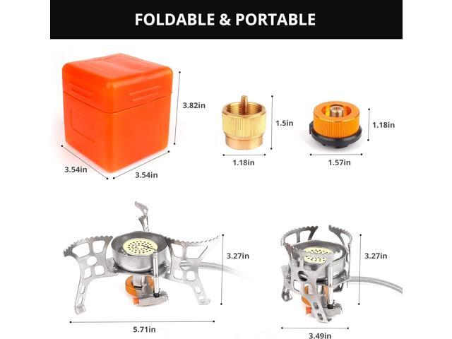 Camping Stove with Fuel Canister Adapter Portable Collapsible Gas Stove with Piezo Ignition-3900W-Lightweight-Windproof-Butane Adapter Camping and...