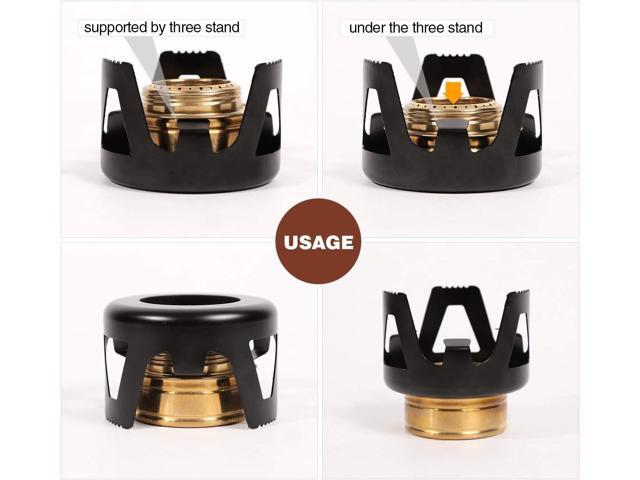 REDCAMP Mini Alcohol Stove for Backpacking, Lightweight Brass Spirit Burner with Aluminium Stand for Camping Hiking, Silver