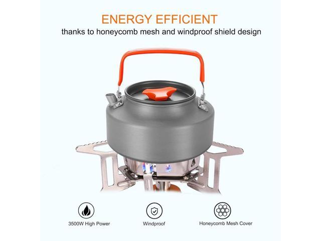 Portable Backpacking Stove with Piezo Ignition Windproof Camping Gas Stove Camp Stove Foldable Burner with Propane Canister Adapter for Outdoor...