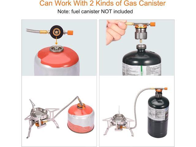 Portable Backpacking Stove with Piezo Ignition Windproof Camping Gas Stove Camp Stove Foldable Burner with Propane Canister Adapter for Outdoor...