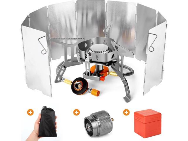 Odoland 3500W Windproof Camp Stove Camping Gas Stove with Windscreen, Fuel Canister Adapter, Piezo Ignition, Carry Case, Portable Collapsible Stove...