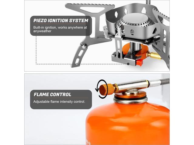 Odoland 3500W Windproof Camp Stove Camping Gas Stove with Windscreen, Fuel Canister Adapter, Piezo Ignition, Carry Case, Portable Collapsible Stove...