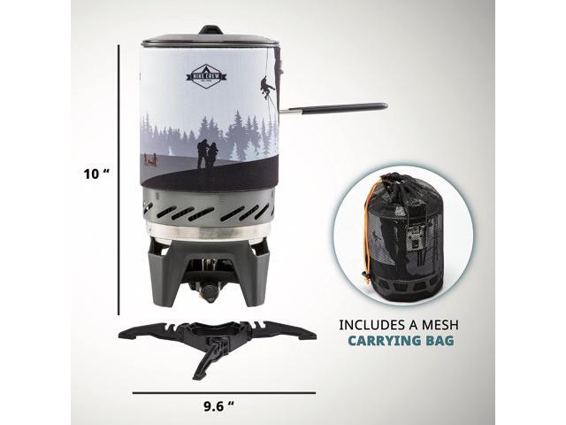 HikeCrew Portable Gas Powered Stove top & Cooking System, Compact Camping Cooktop with 1L Pot, Silicone Lid, Folding Handle & Carry Bag, Perfect...