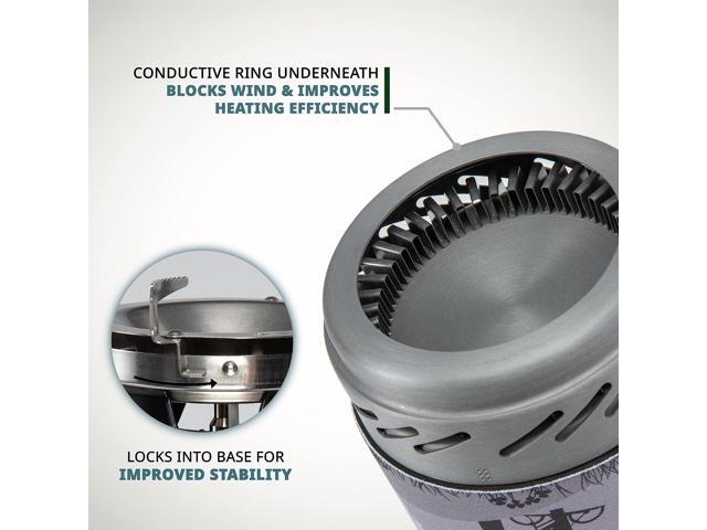 HikeCrew Portable Gas Powered Stove top & Cooking System, Compact Camping Cooktop with 1L Pot, Silicone Lid, Folding Handle & Carry Bag, Perfect...