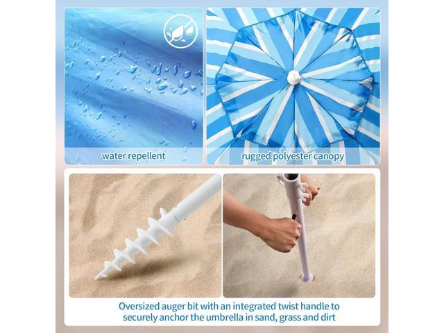 Beach Shelter Umbrella Premiere UPF 50+ Umbrella Shelter for Sun and Rain Protection for Adult (10-Foot, Blue Stripe)