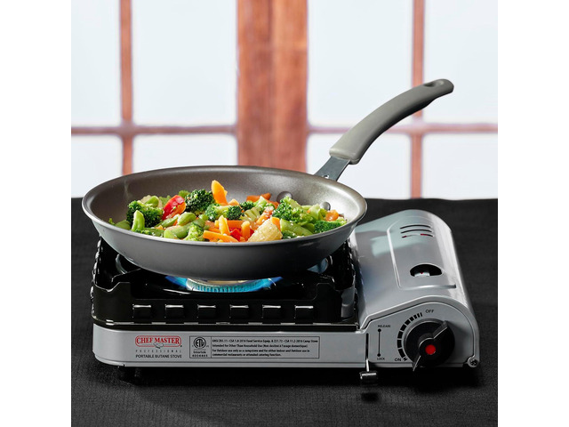 Portable Butane Camping Stove, Piezo Click Ignition, 15,000 BTU Output, Double Wind-Guard Portable Stove Burner for Emergency, Tailgating, Hiking,...