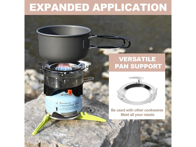 0.75+0.25L Backpacking Camping Stove Cooking System with Piezo Ignition, Outdoor Portable Burner with Pot & Metal Holder Camping Stove Kit Propane,...