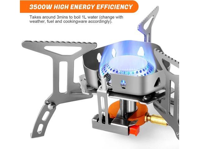 Odoland 3500W Windproof Camp Stove Camping Gas Stove with Windscreen, Fuel Canister Adapter, Piezo Ignition, Carry Case, Portable Collapsible Stove...