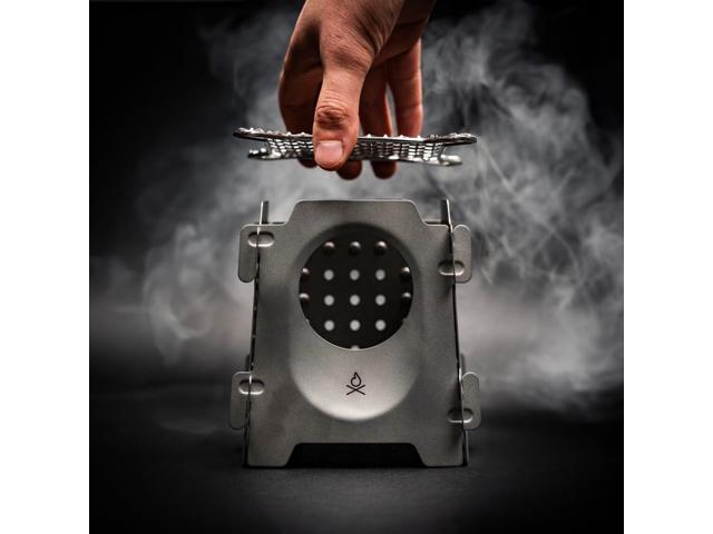 überleben Stöker Wood Burning Camp Stove - Stainless Steel Portable Wood Stove for Camping, Backpacking, & Hiking - 18oz Folding Camping Stove -...