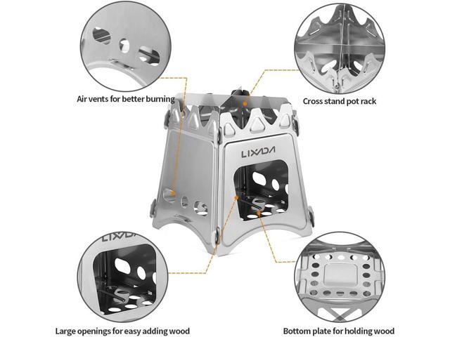 Lixada Camping Wood Stove Folding Lightweight Stainless Steel Wood Burning Stoves Portable Backpacking Stove for Outdoor Camping Hiking Backpacking...