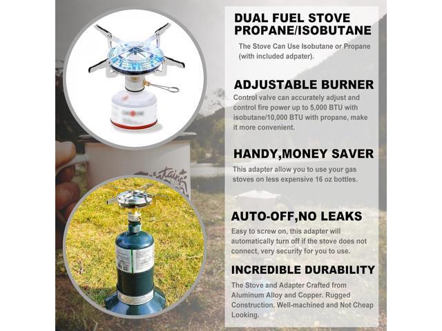 Propane Stove Portable Isobutane Camping Stove with Gas Adapter - 10,000 BTU Single Burner Backpacking Camp Stove for Hiking, Emergency,...