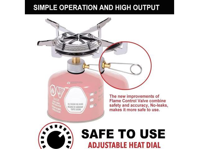 Propane Stove Portable Isobutane Camping Stove with Gas Adapter - 10,000 BTU Single Burner Backpacking Camp Stove for Hiking, Emergency,...