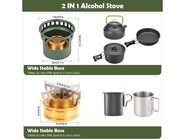 2 In 1 Mini Alcohol Stove For Camping, Portable Alcohol Burner With Stainless Steel Cross Stand, Storage Bag, Lightweight Tiny Brass Stove For...
