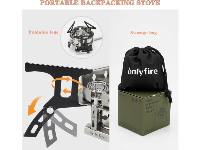 ONLYFIRE 3 Fuel Backpacking Stove with Propane & Butane Adapter, Portable Camping Gas Stove, Mini Camp Stove with Piezo Ignition & Carry Bag for...