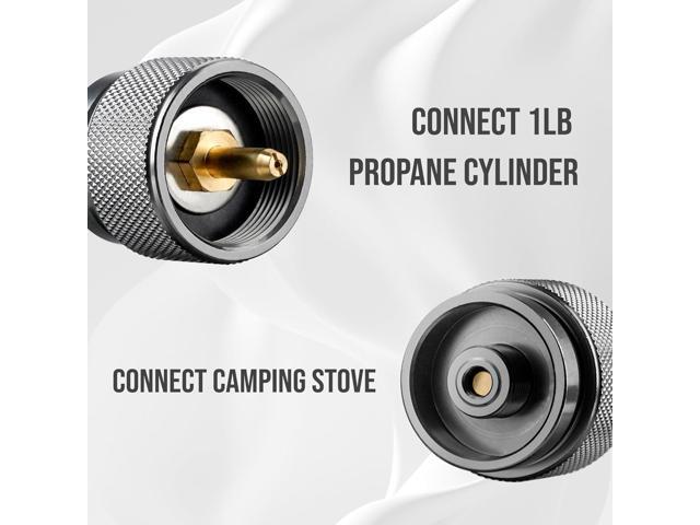 Onlyfire Camping Stove Adapter 2-Pack, Camping Backpacking Stove Convert Connector 1LB Outdoor Propane Small Tank Input EN417 Lindal Valve Output,...