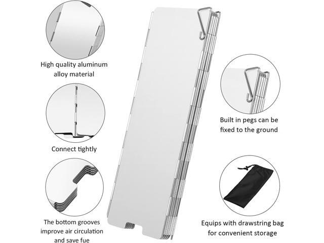 Uning Camp Stove Windscreen, 10 Plates Lightweight Folding Outdoor Picnic Cooker Stove Wind Screen Windshield for Camping Stove Backpacking Stove...