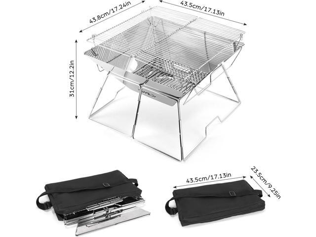 Odoland Folding Campfire Grill, 304 Stainless Steel Grate Barbeque Grill, Portable Camping Grill with Legs for Picnics, Backpacking, Outdoor with...