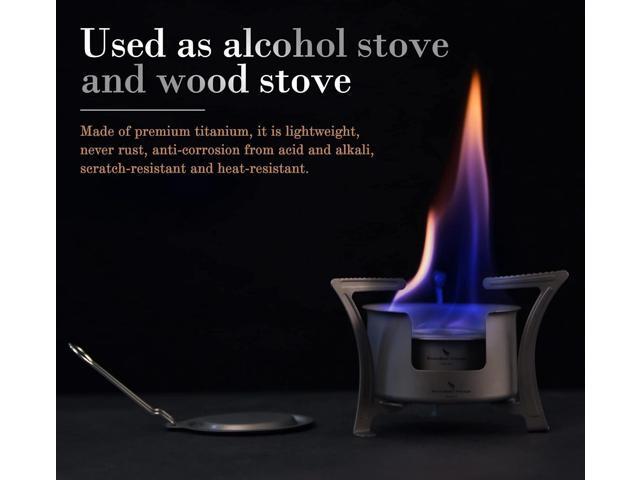 Boundless Voyage Titanium Alcohol Stove Spirit Burner with Fire Cover Outdoor Wood Stove with Stands Brackets Camping Multi-Fuels Ultralight...