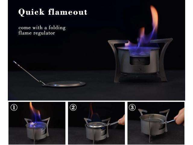 Boundless Voyage Titanium Alcohol Stove Spirit Burner with Fire Cover Outdoor Wood Stove with Stands Brackets Camping Multi-Fuels Ultralight...