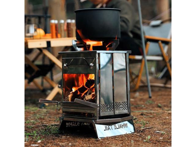Camping Wood Burning Stove with Carry Bag,Foldable Camp Stove,Stainless Steel Collapsible Backpacking Survival Stove,Campfire Stove,Outdoor Folding...