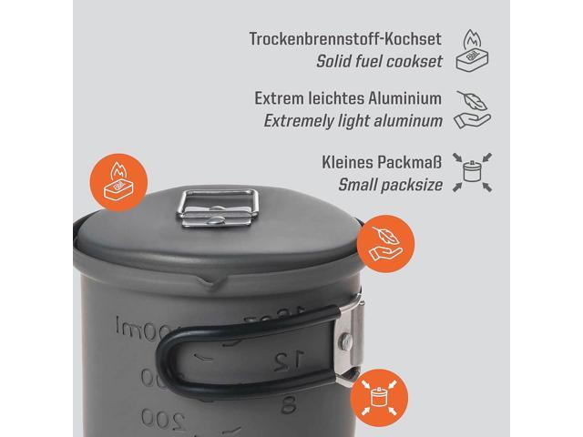 Esbit CS585HA 3-Piece Lightweight Camping Cook Set for Use with Solid Fuel Tablets