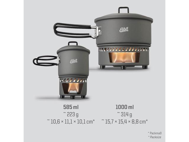 Esbit CS585HA 3-Piece Lightweight Camping Cook Set for Use with Solid Fuel Tablets