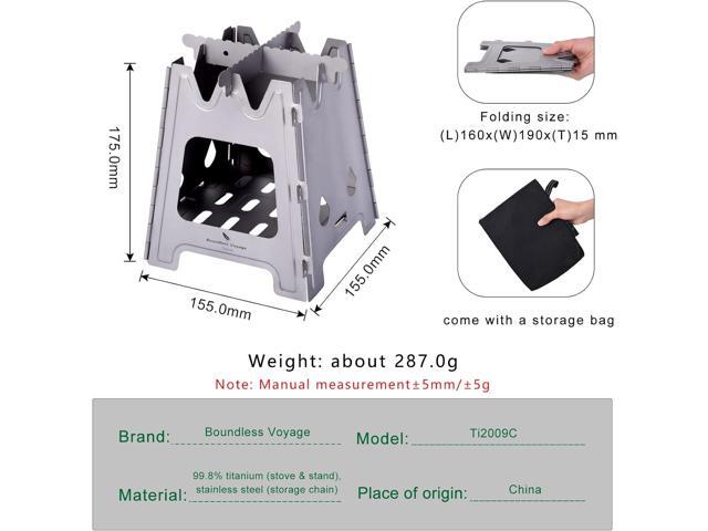 Boundless Voyage Outdoor Titanium Folding Wood Stove Camping Multi-Fuels Alcohol Stove Ultralight Backpacking Stove Fire irons