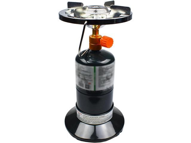Propane Stove Portable Camping Gas Stove 10,000 BTU Bottletop Single Adjustable Burner with 1 lb Tank Base Carrying Case Great for Backpacking...