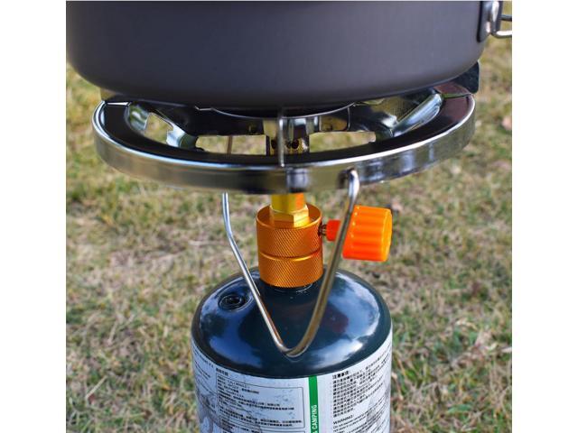 Propane Stove Portable Camping Gas Stove 10,000 BTU Bottletop Single Adjustable Burner with 1 lb Tank Base Carrying Case Great for Backpacking...