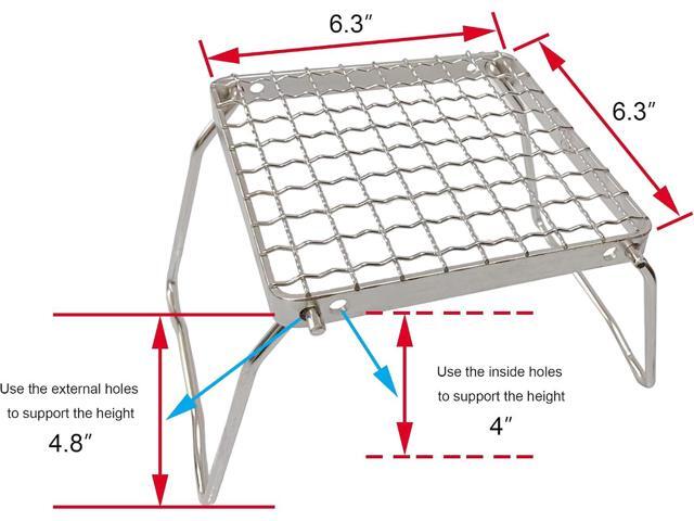 Camp Grill with Foldable Legs-304 Stainless Steel Grill Grate for Gas Stove-Ultralight mini Campfire Stand-Portable Grill Grid for...