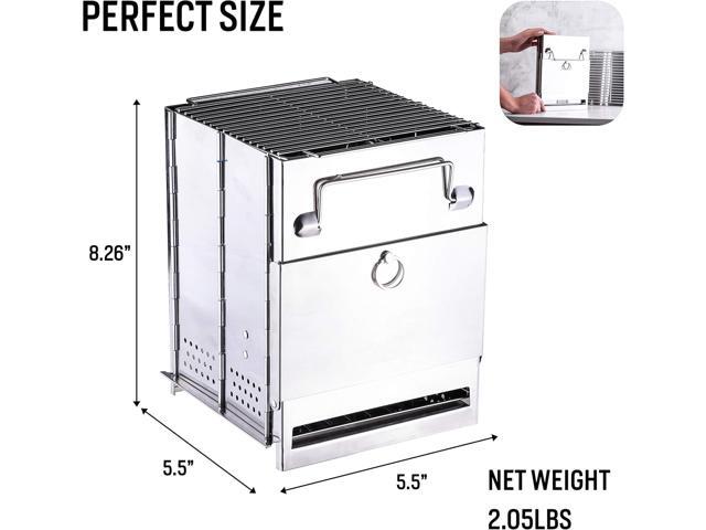 Zento Deals Wood Burning Folding Camp Stove, Stainless Steel, Foldable Grill Survival, Easy to Carry, Small Portable Backpacking for Hiking Camping...