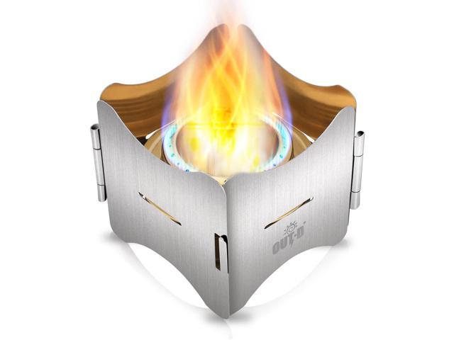 Alcohol Stove, Camping Stove with Stove Cover, Stainless Steel Windproof Solo Stove, Suitable for Outdoor Camping Hiking Backpacking