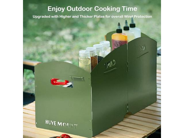 Stove Windscreen - Folding Camping Stove Windshield 4 Plates Stainless Steel Stove Windscreen with Shelf Board for Outdoor, Picnic, Backpacking and...