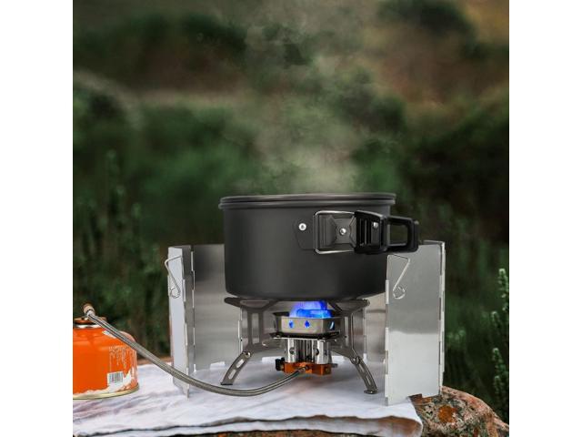 Odoland 6800W Windproof Camp Stove Camping Gas Stove with Windscreen, Fuel Canister Adapter, Piezo Ignition, Carry Case, Portable Collapsible Stove...