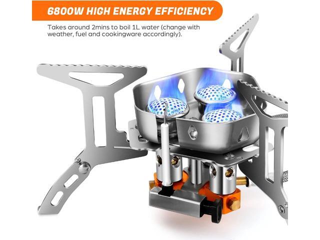 Odoland 6800W Windproof Camp Stove Camping Gas Stove with Windscreen, Fuel Canister Adapter, Piezo Ignition, Carry Case, Portable Collapsible Stove...