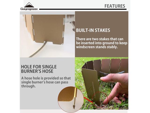 CAMPINGMOON 5.5 inch High Camping Stove Windshield with Storage Box YD-8