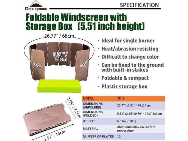 CAMPINGMOON 5.5 inch High Camping Stove Windshield with Storage Box YD-8