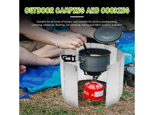 2pcs Camping Stove Windscreen Wind Shield 10 Panels Aluminium Alloy Folding Wind Screen for Stove Camping Backpacking Hiking Picnicking