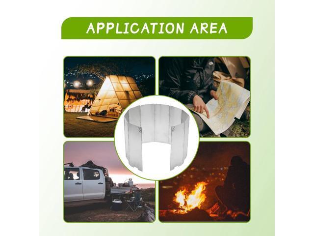 2pcs Camping Stove Windscreen Wind Shield 10 Panels Aluminium Alloy Folding Wind Screen for Stove Camping Backpacking Hiking Picnicking