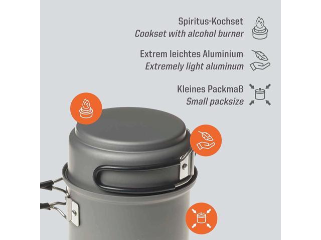 Esbit CS985HA 5-Piece Lightweight Trekking Cook Set with Brass Alcohol Burner Stove