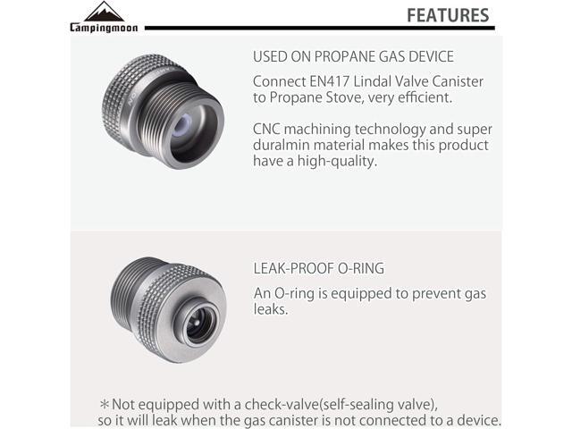 CAMPINGMOON Camping Grill Propane Gas Stove Adapter, Input: EN417 Lindal Valve Canister, Output: Propane Gas Stove Z20
