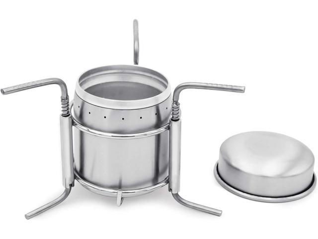 Portable Outdoor Mini Stainless Steel Ultralight Liquid Alcohol Stove Burner Furnace with Rack Support Stand for Backpacking Picnic Hiking Camping...