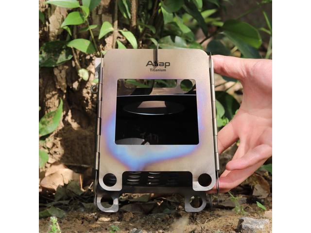Titanium Foldable Wood Burning Stove Camping Backpacking Stove Portable Alcohol Stove for Outdoor Camping Picnic BBQ