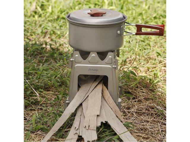 Ultralight Titanium Wood Burning Stove Outdoor Camping Multi-Fuels Alcohol Stove BBQ Stove WS009ST-Ti (Wood Burning Stove)